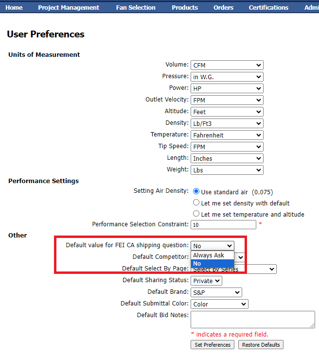 preferences
